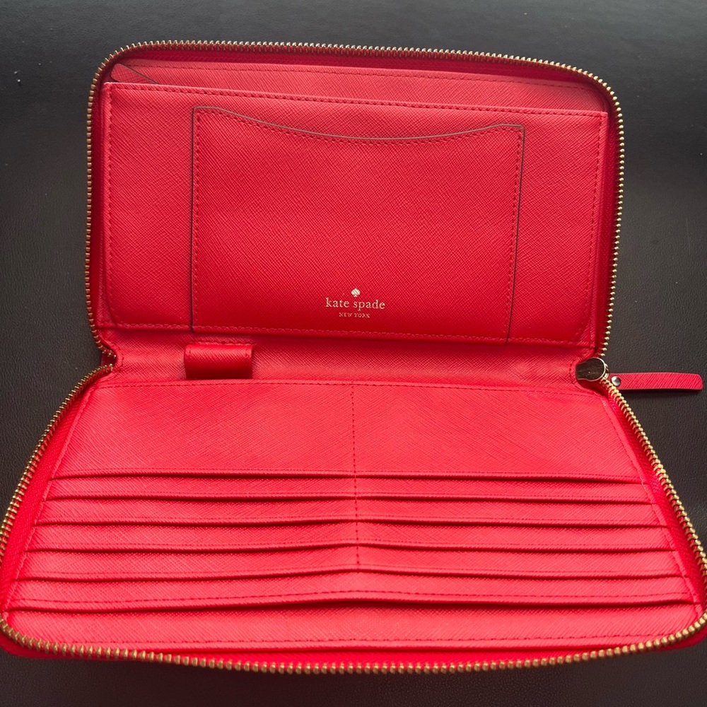 Kate Spade Large Madison Continental Red Zip-Around Wallet - NWOT - Picture 5 of 9